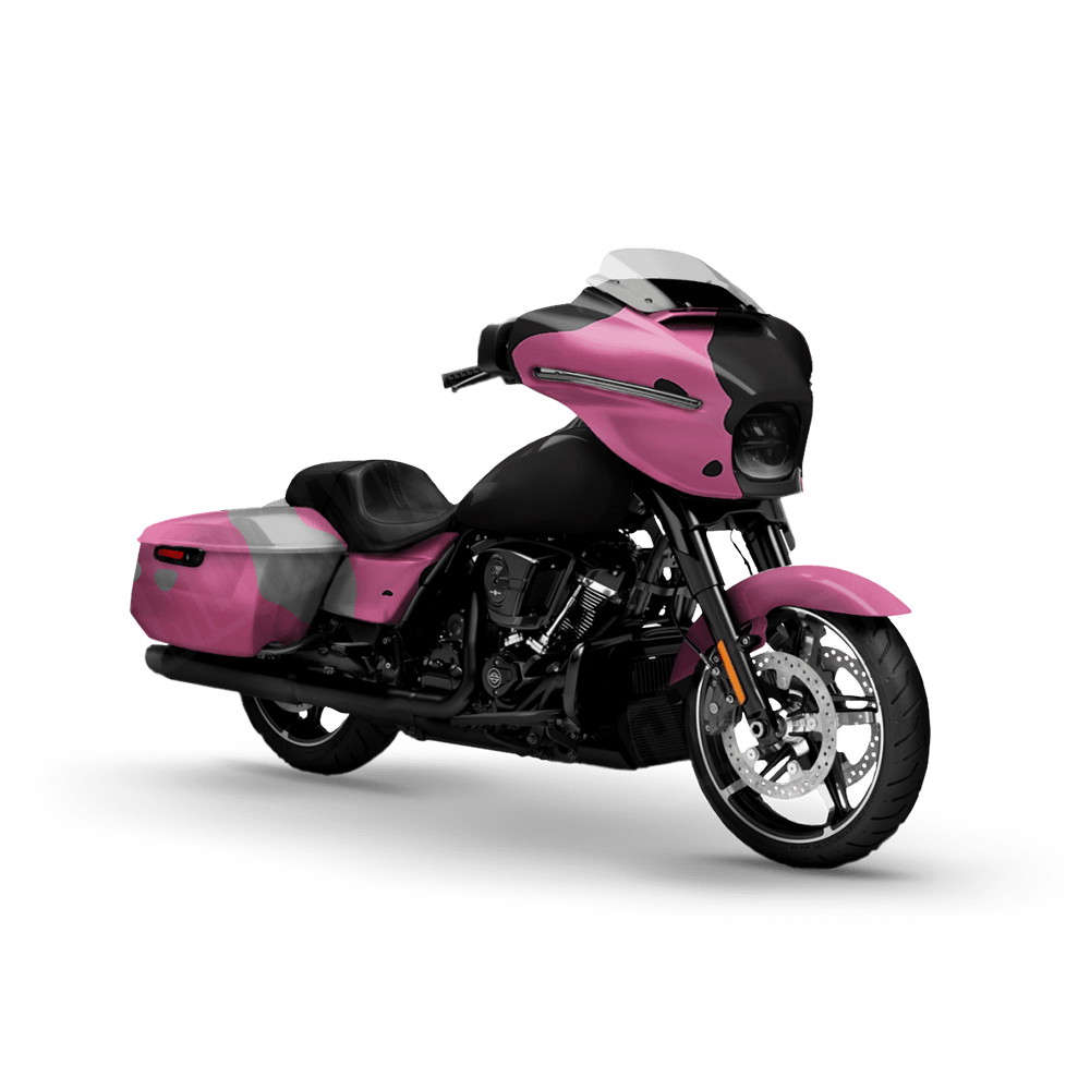 Jumbo Cumulus Pink Tiger Motorcycle Camo Vinyl Wrap