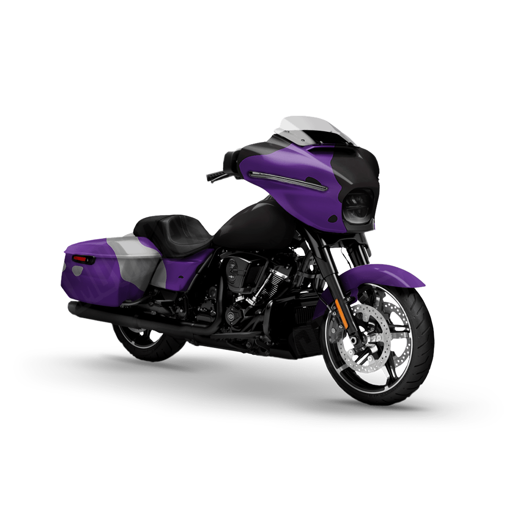 Jumbo Cumulus Purple Tiger Motorcycle Camo Vinyl Wrap