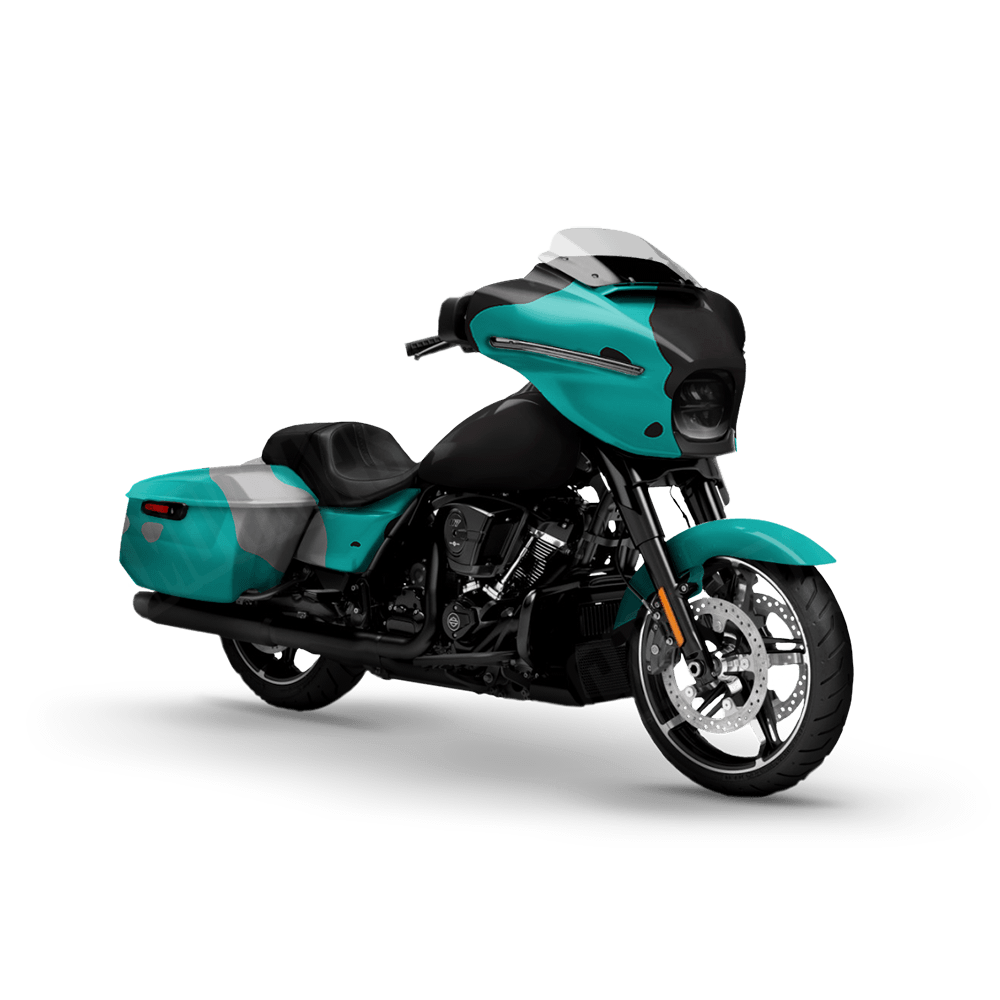 Jumbo Cumulus Tiffany Blue Tiger Motorcycle Camo Vinyl Wrap