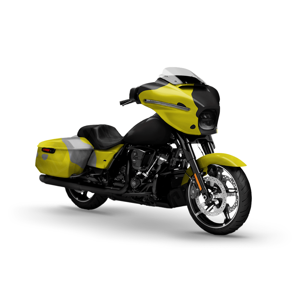 Jumbo Cumulus Yellow Tiger Motorcycle Camo Vinyl Wrap