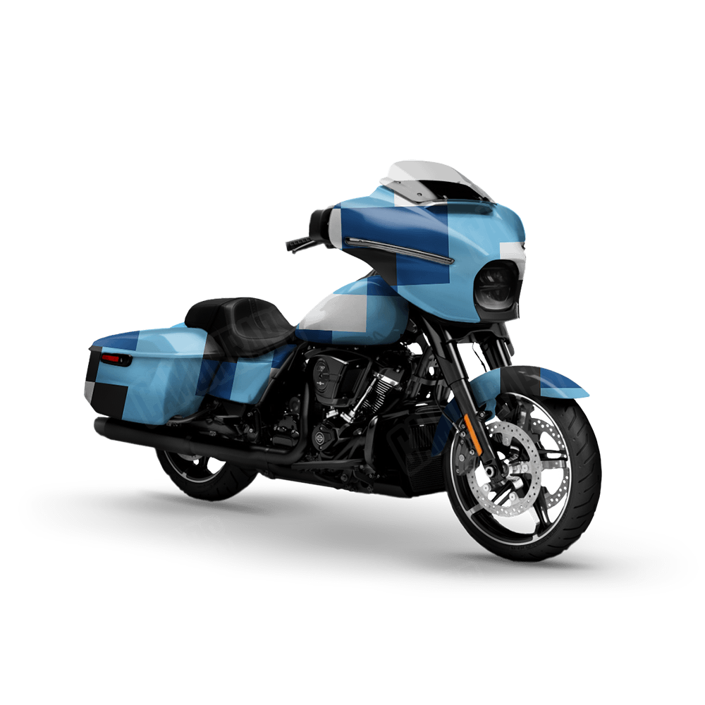 Pixel Baby Blue Motorcycle Wraps