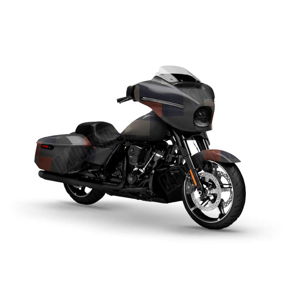 Pixel Blue Copper Motorcycle Wraps