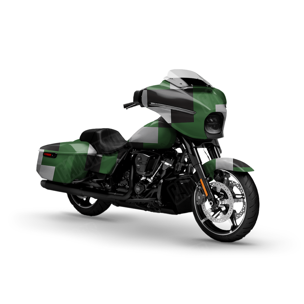 Pixel Green Tiger Motorcycle Wraps