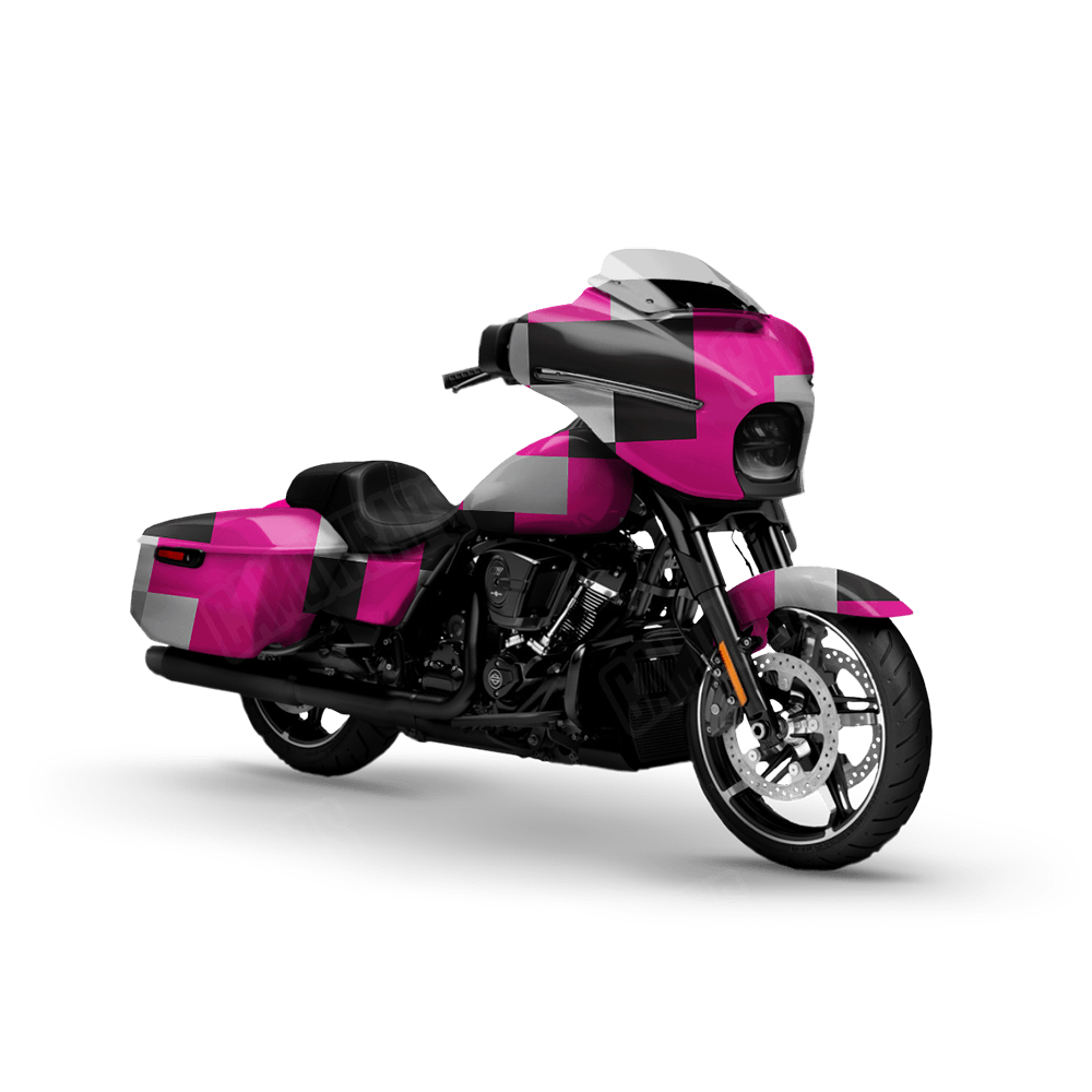 Pixel Magenta Tiger Motorcycle Wraps