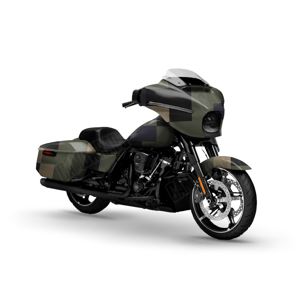 Pixel Militant Blue Motorcycle Wraps