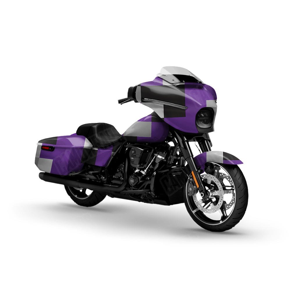 Pixel Purple Tiger Motorcycle Wraps