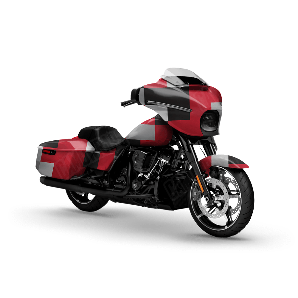 Pixel Red Tiger Motorcycle Wraps