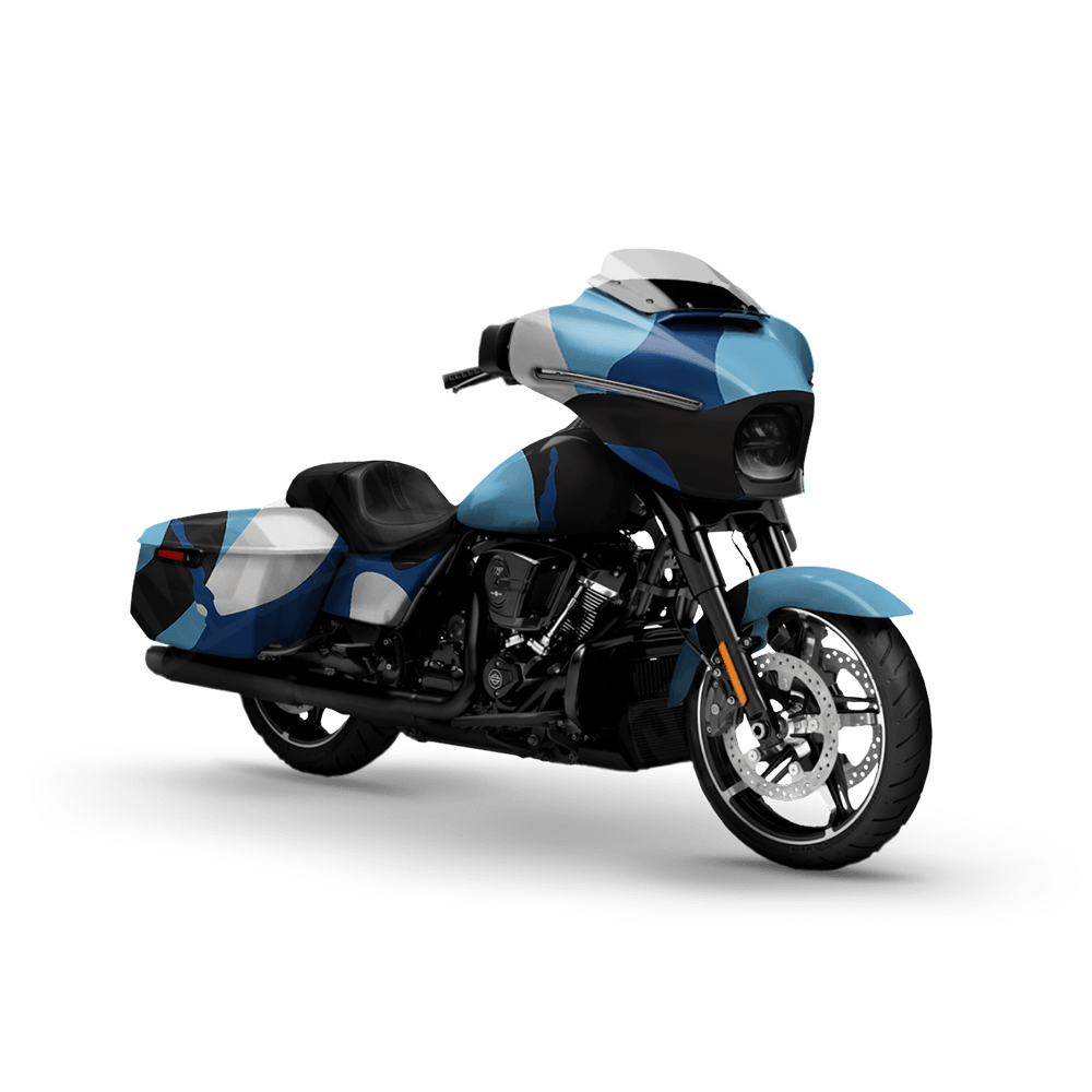 Jumbo Ragged Baby Blue Motorcycle Camo Vinyl Wrap