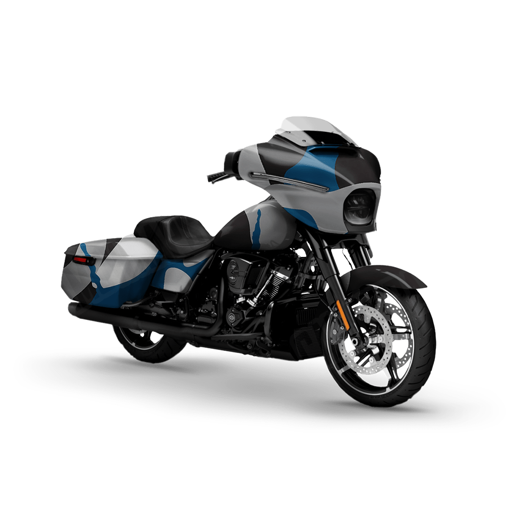 Jumbo Ragged Blue Tiger Motorcycle Camo Vinyl Wrap