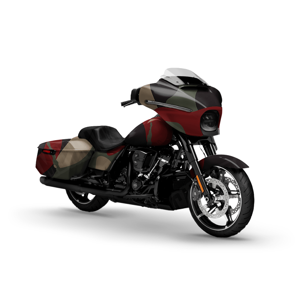 Jumbo Ragged Militant Red Motorcycle Camo Vinyl Wrap