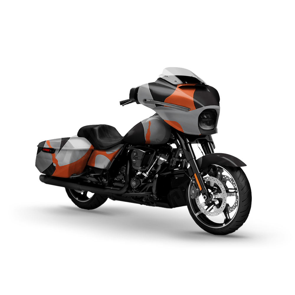 Jumbo Ragged Orange Tiger Motorcycle Camo Vinyl Wrap