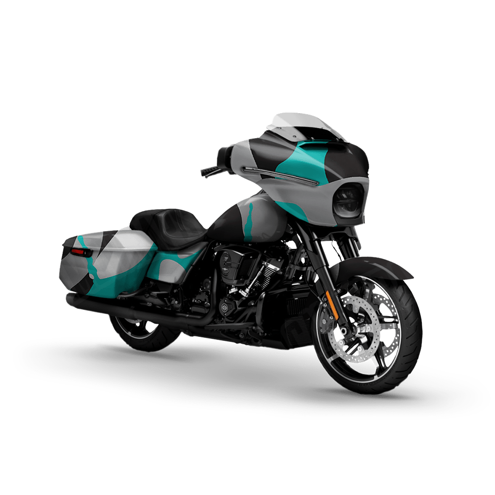 Jumbo Ragged Tiffany Blue Tiger Motorcycle Camo Vinyl Wrap