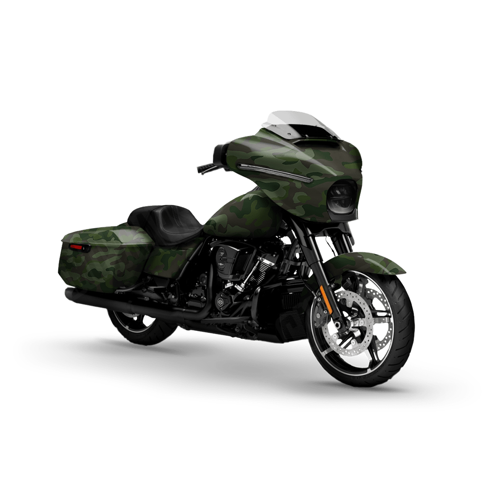 Large Classic Army Dark Green Motorcycle Camo Vinyl Wrap