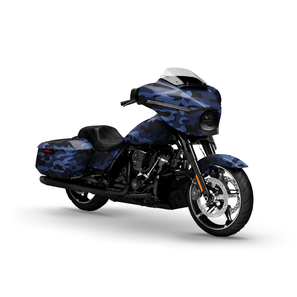 Large Classic Blue Midnight Motorcycle Camo Vinyl Wrap
