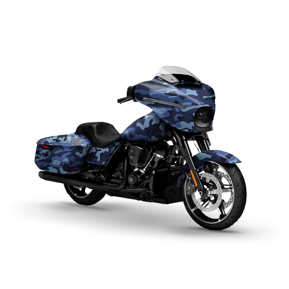 Large Classic Blue Urban Night Motorcycle Camo Vinyl Wrap