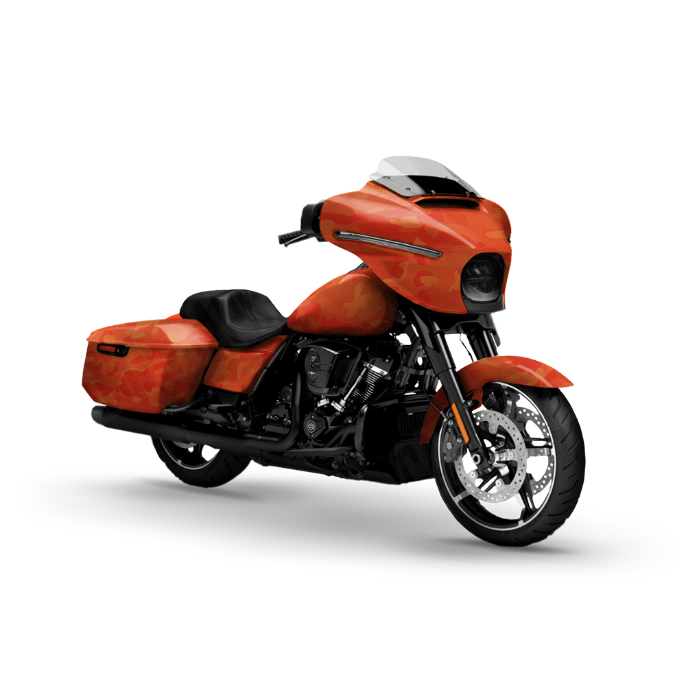 Large Classic Elite Orange Motorcycle Camo Vinyl Wrap