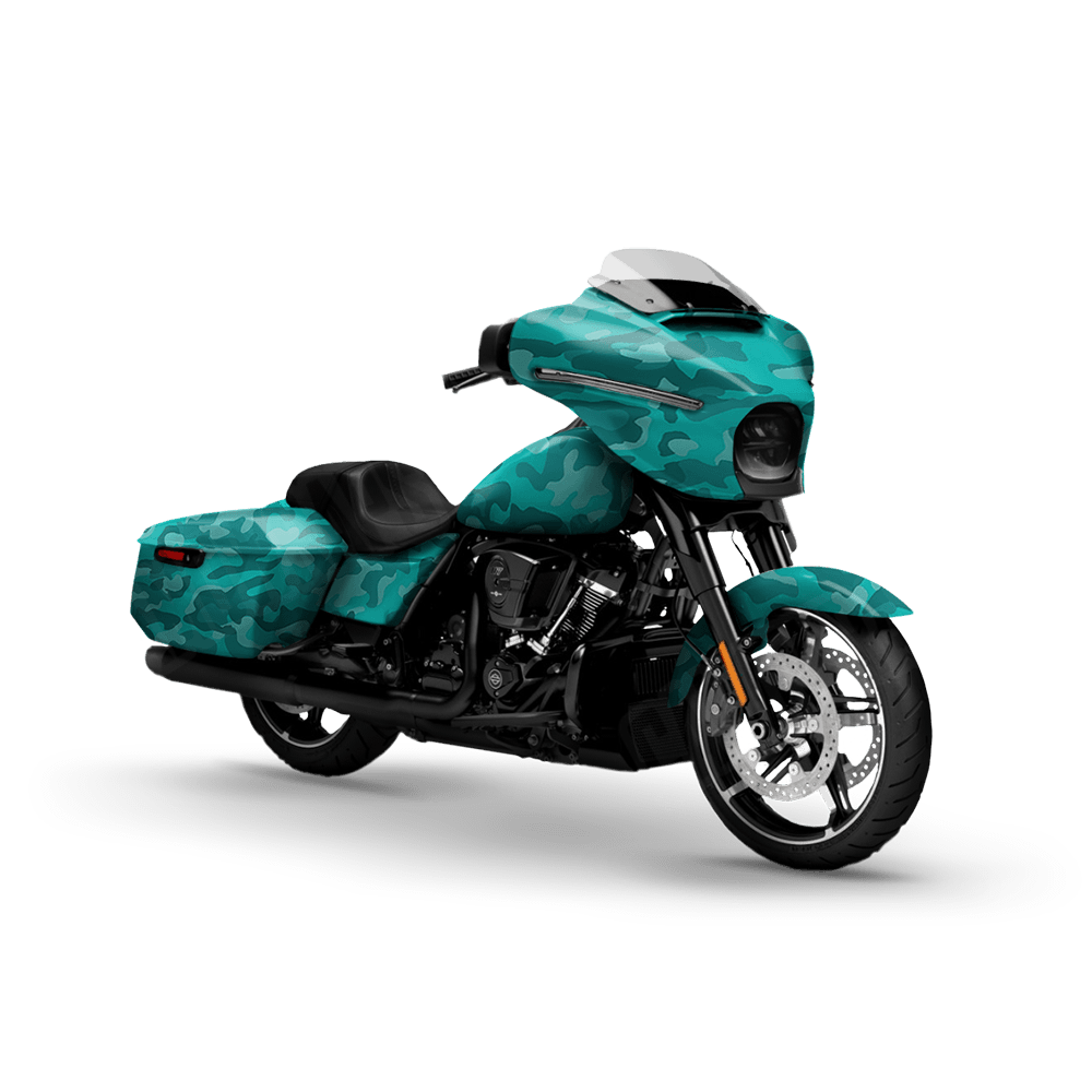 Large Classic Elite Tiffany Blue Motorcycle Camo Vinyl Wrap