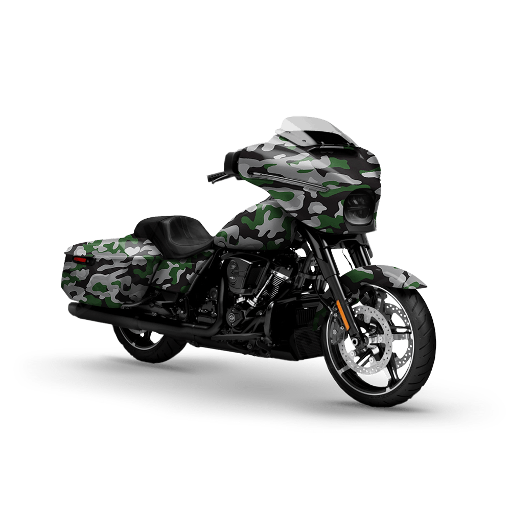 Large Classic Green Tiger Motorcycle Camo Vinyl Wrap