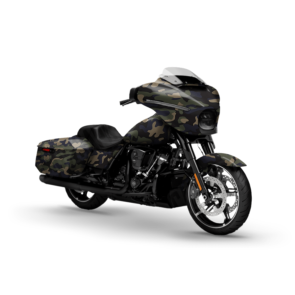 Large Classic Militant Blue Motorcycle Camo Vinyl Wrap