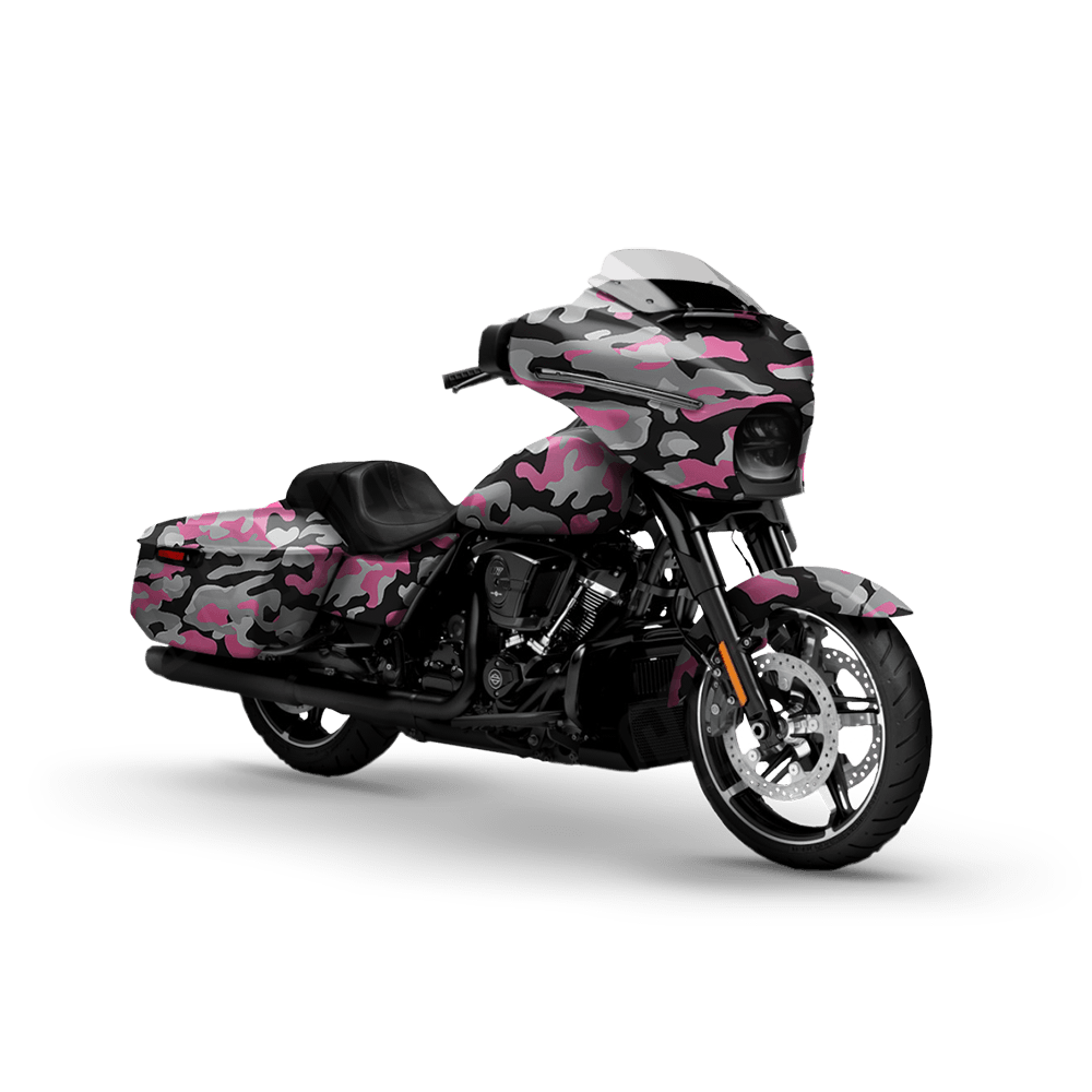 Large Classic Pink Tiger Motorcycle Camo Vinyl Wrap