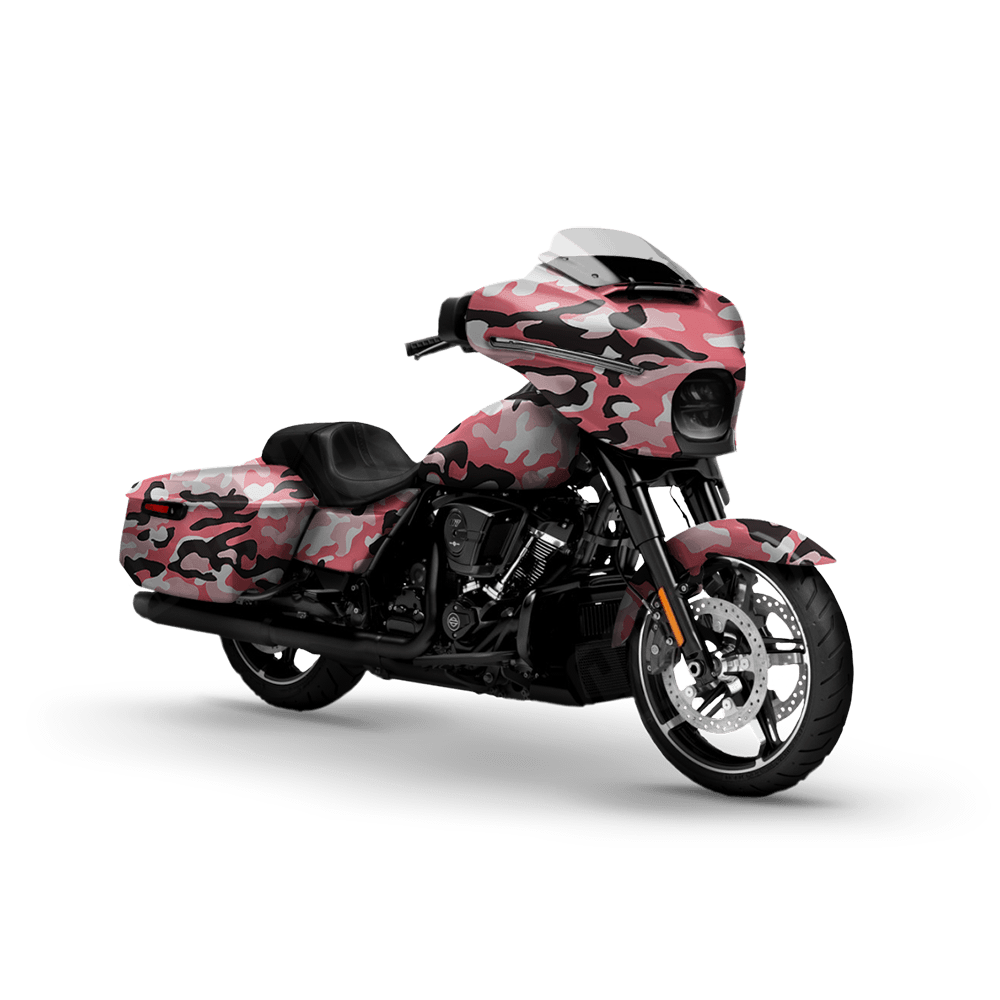 Large Classic Pink Motorcycle Camo Vinyl Wrap