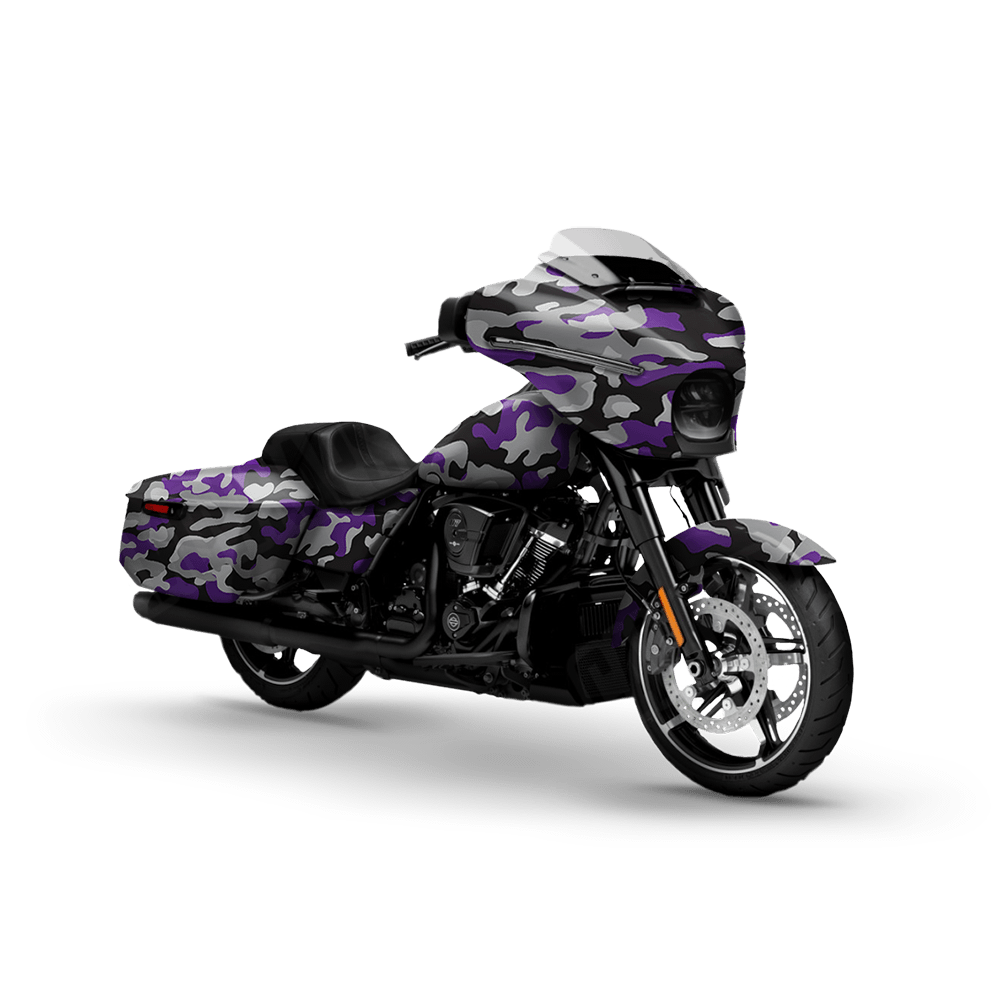 Large Classic Purple Tiger Motorcycle Camo Vinyl Wrap