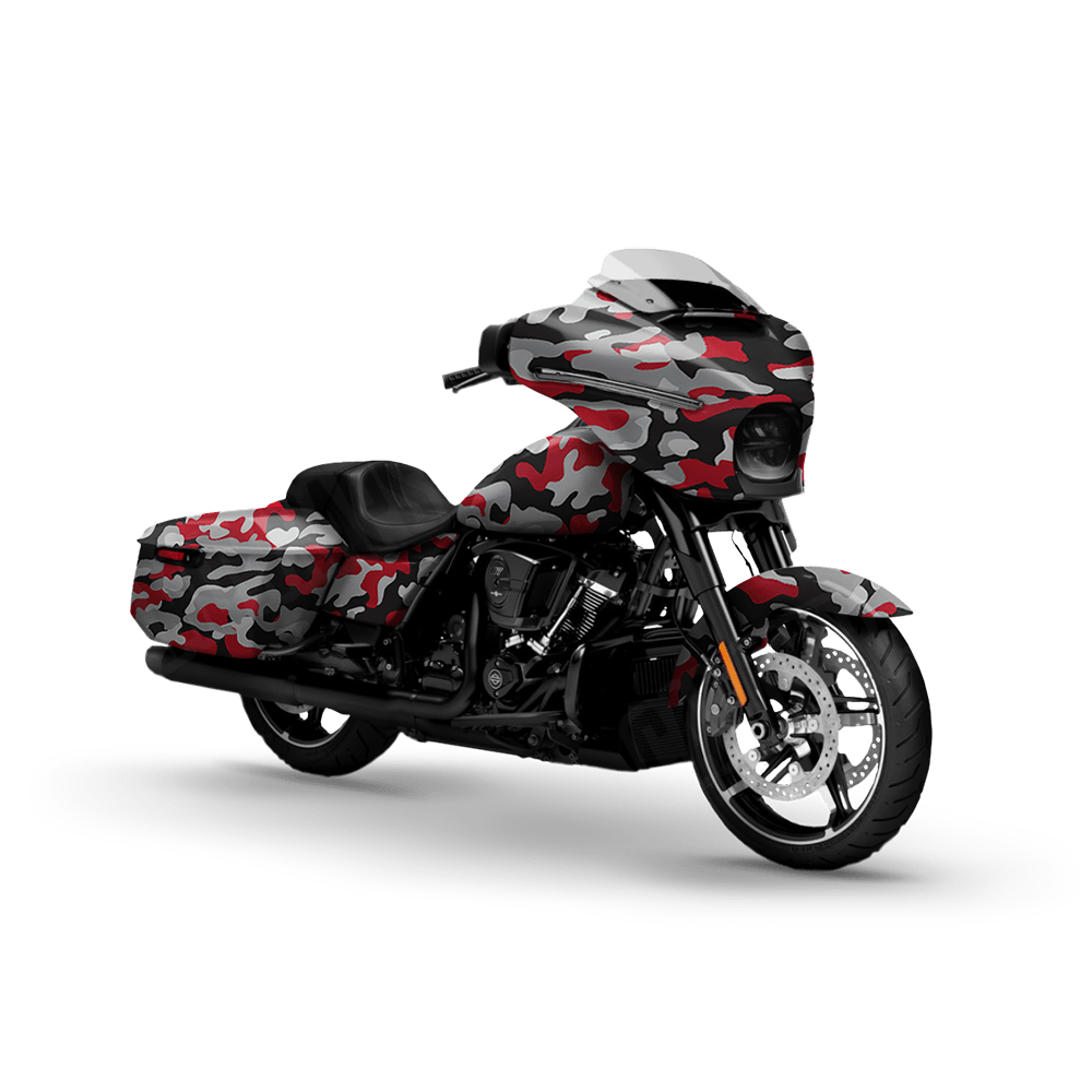 Large Classic Red Tiger Motorcycle Camo Vinyl Wrap