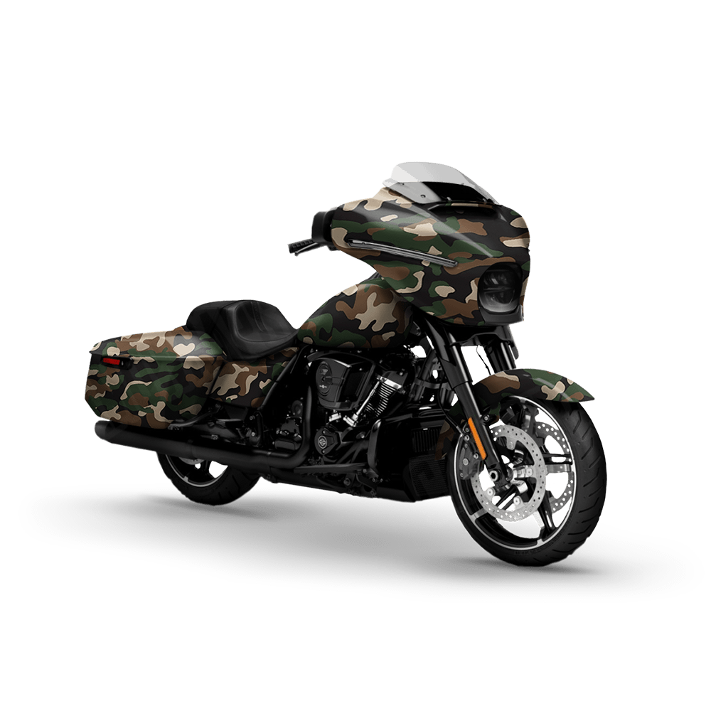 Large Classic Woodland Motorcycle Camo Vinyl Wrap