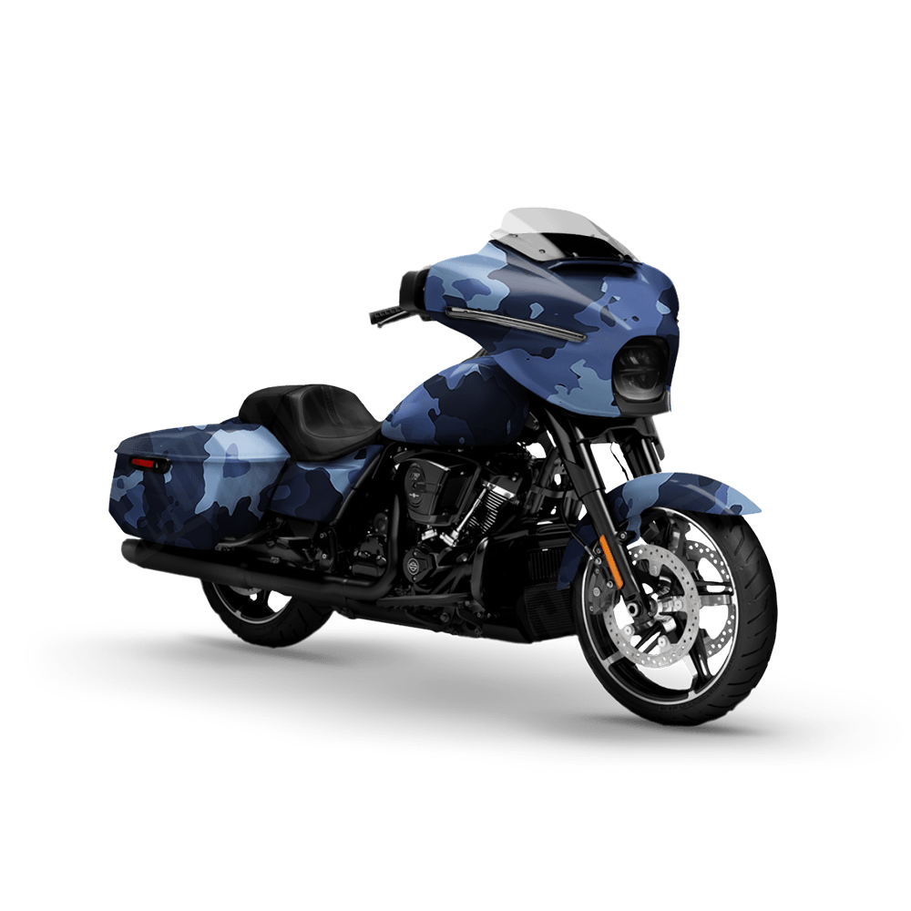 Large Cumulus Blue Urban Night Motorcycle Camo Vinyl Wrap