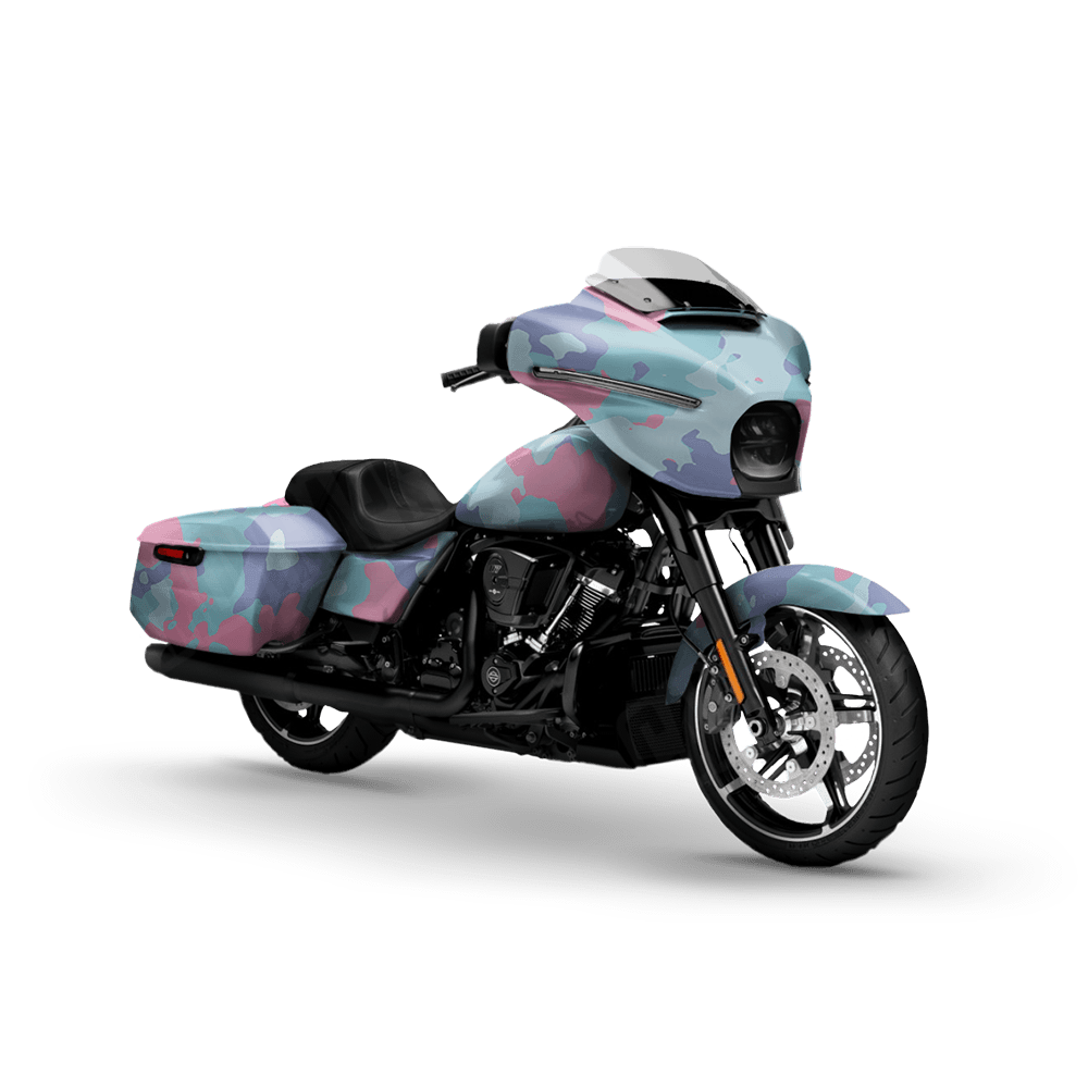 Large Cumulus Cotton Candy Camo Motorcycle Vinyl Wrap