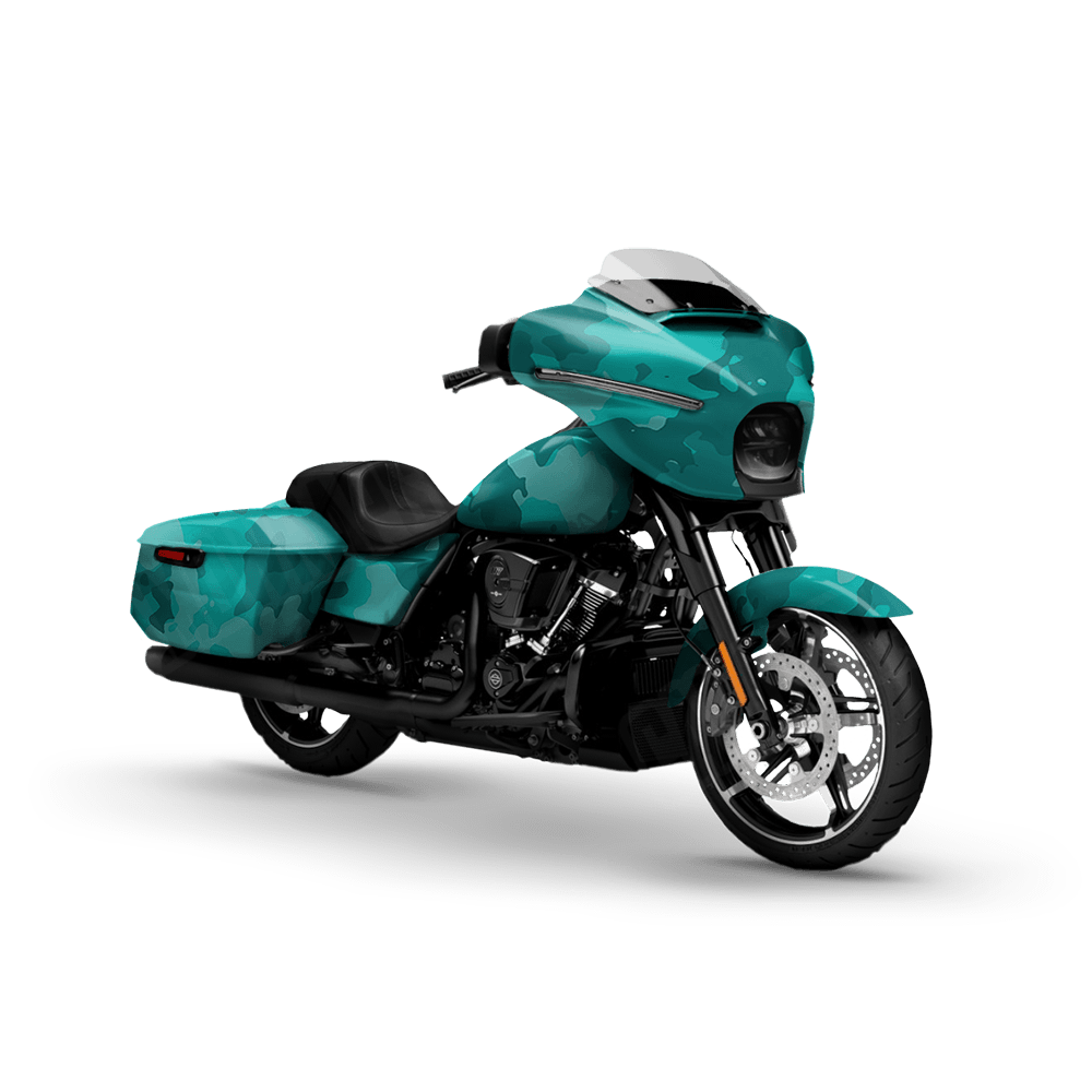 Large Cumulus Elite Tiffany Blue Motorcycle Camo Vinyl Wrap