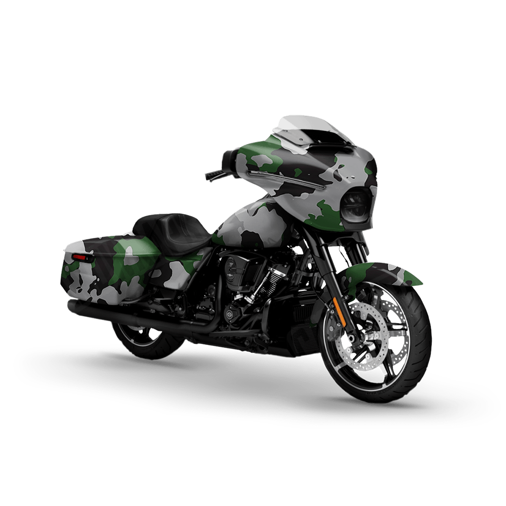 Large Cumulus Green Tiger Motorcycle Camo Vinyl Wrap