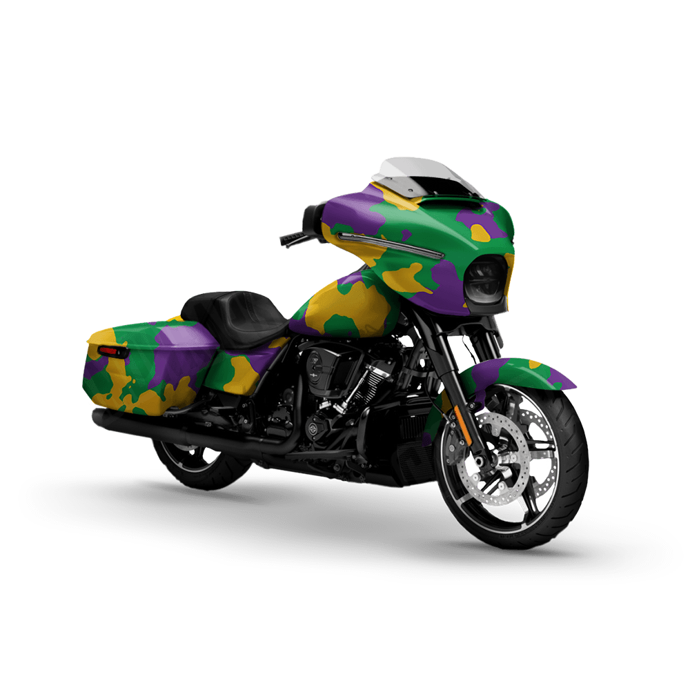 Large Cumulus Mardi Gras Motorcycle Camo Vinyl Wrap