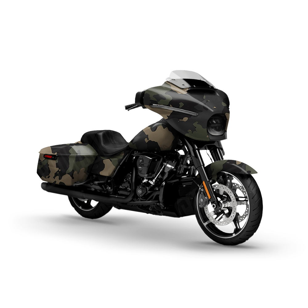 Large Cumulus Militant Charcoal Motorcycle Camo Vinyl Wrap