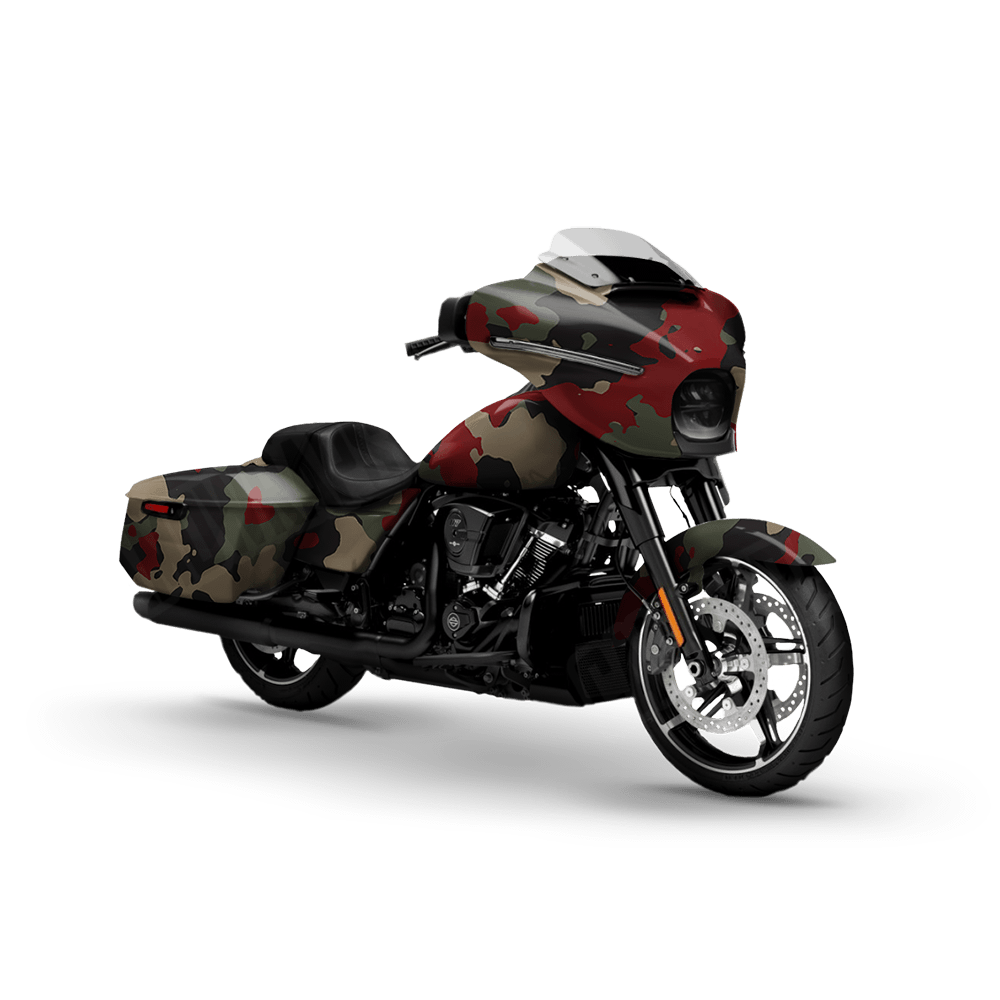 Large Cumulus Militant Red Motorcycle Camo Vinyl Wrap