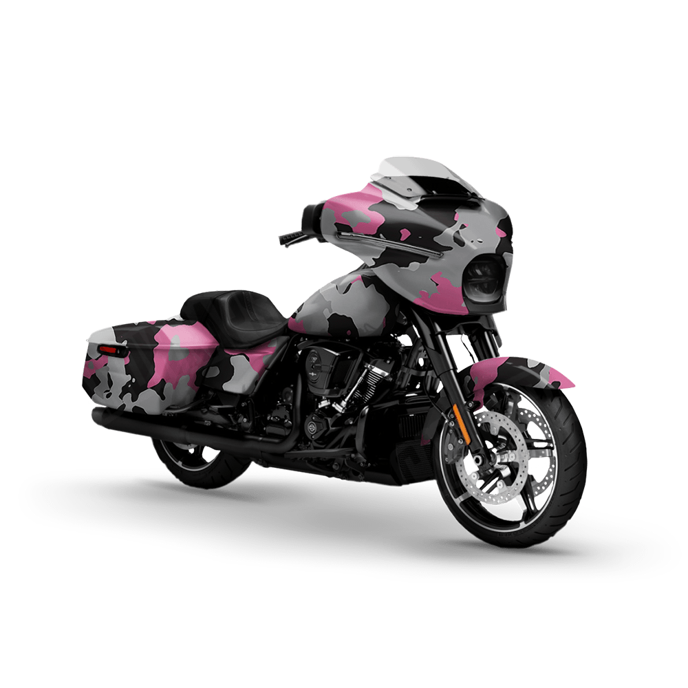 Large Cumulus Pink Tiger Motorcycle Camo Vinyl Wrap