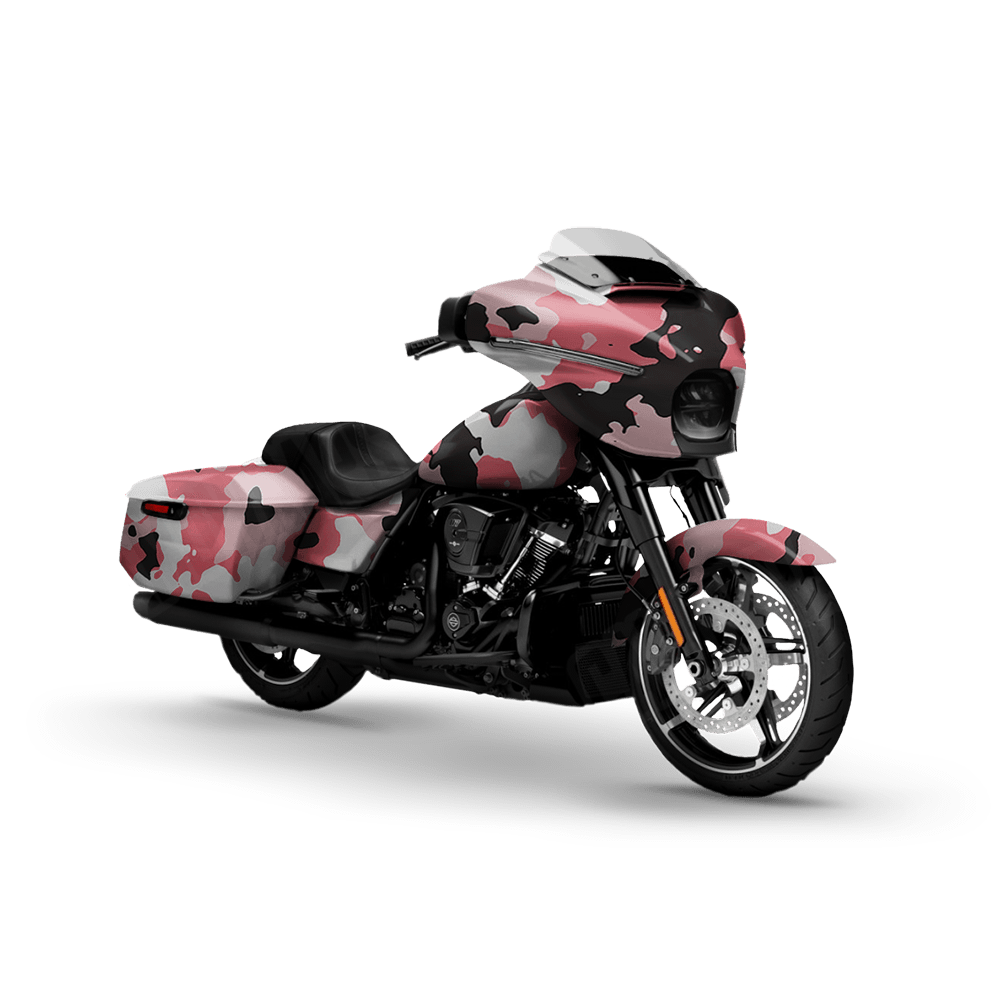 Large Cumulus Pink Motorcycle Camo Vinyl Wrap