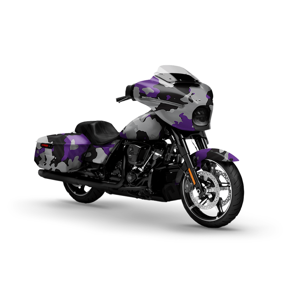 Large Cumulus Purple Tiger Motorcycle Camo Vinyl Wrap