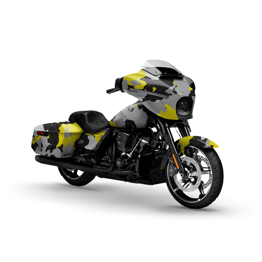 Large Cumulus Yellow Tiger Motorcycle Camo Vinyl Wrap