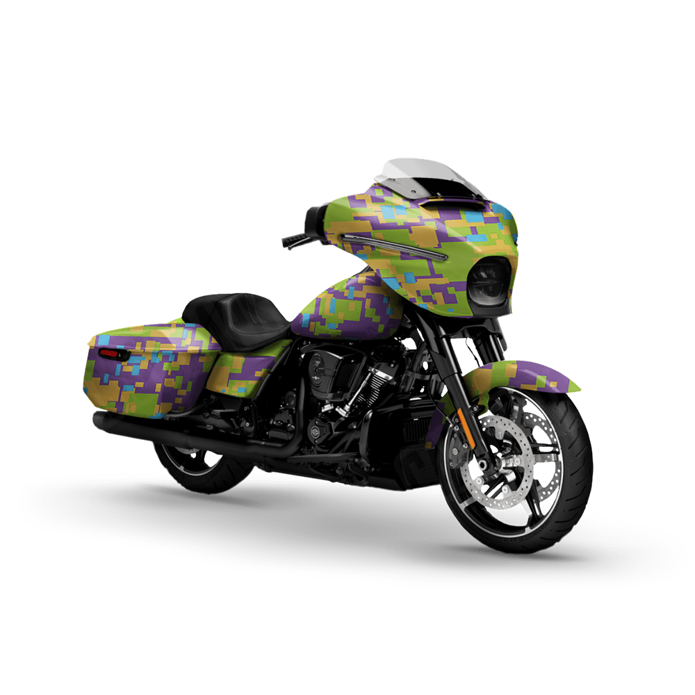 Large Digital Carnival Motorcycle Camo Vinyl Wrap