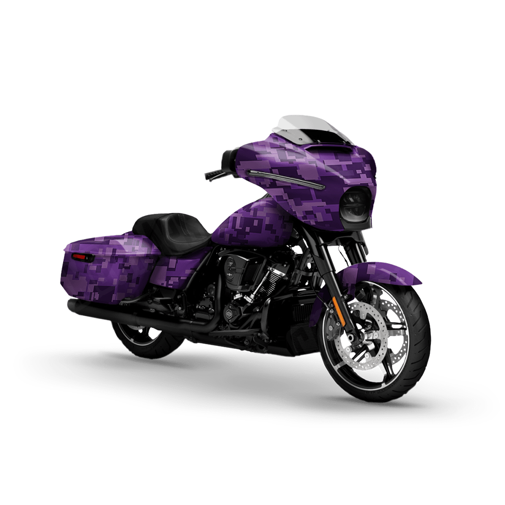 Large Digital Elite Purple Motorcycle Camo Vinyl Wrap