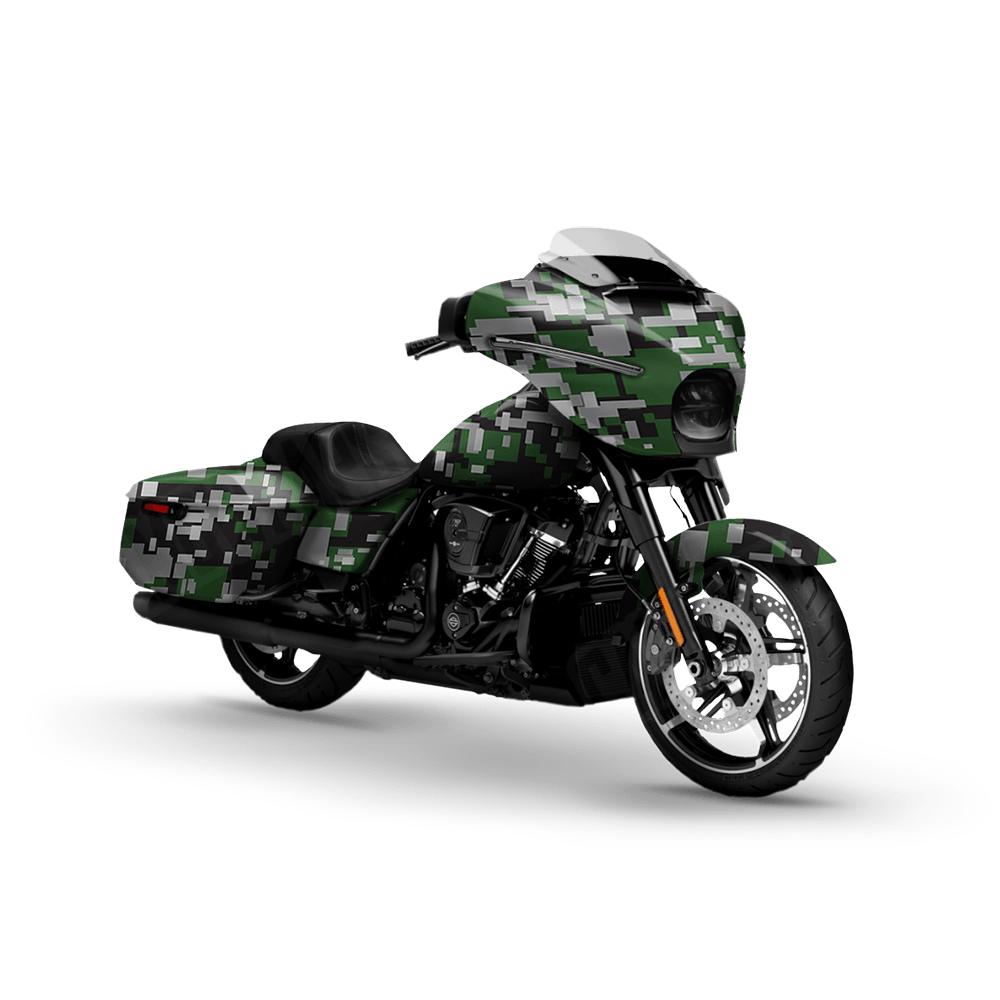 Large Digital Green Tiger Motorcycle Camo Vinyl Wrap