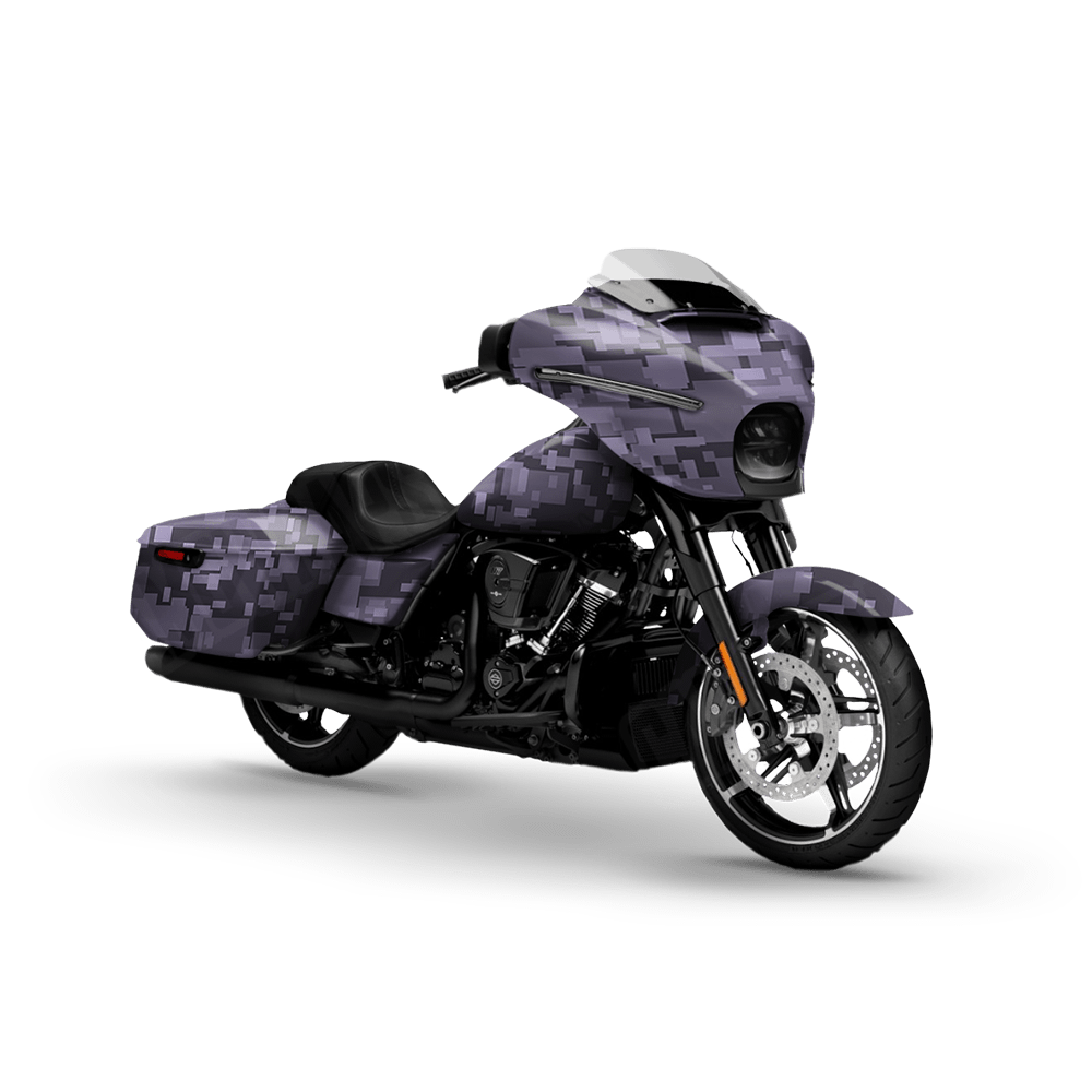 Large Digital Lilac Motorcycle Camo Vinyl Wrap