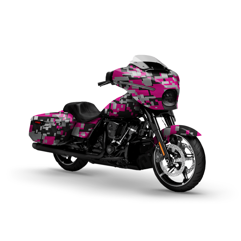 Large Digital Magenta Tiger Motorcycle Camo Vinyl Wrap