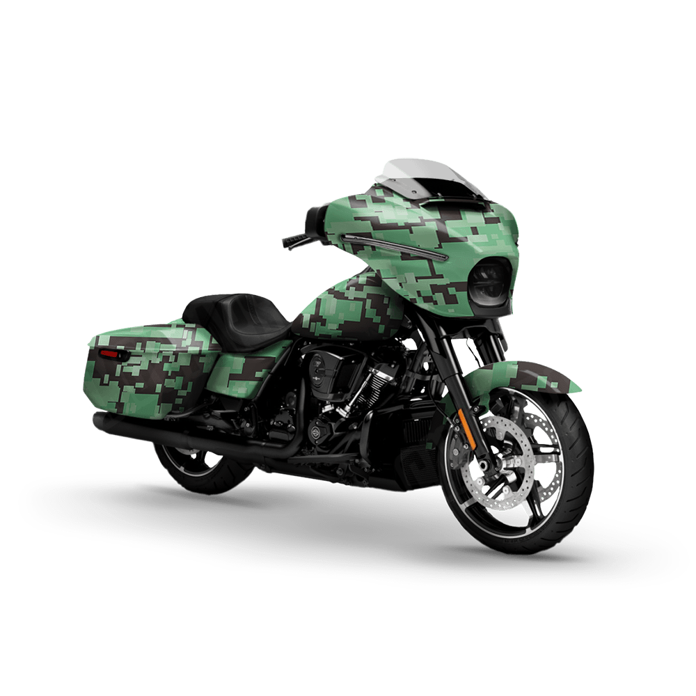 Large Digital Mint Chocolate Chip Motorcycle Camo Vinyl Wrap