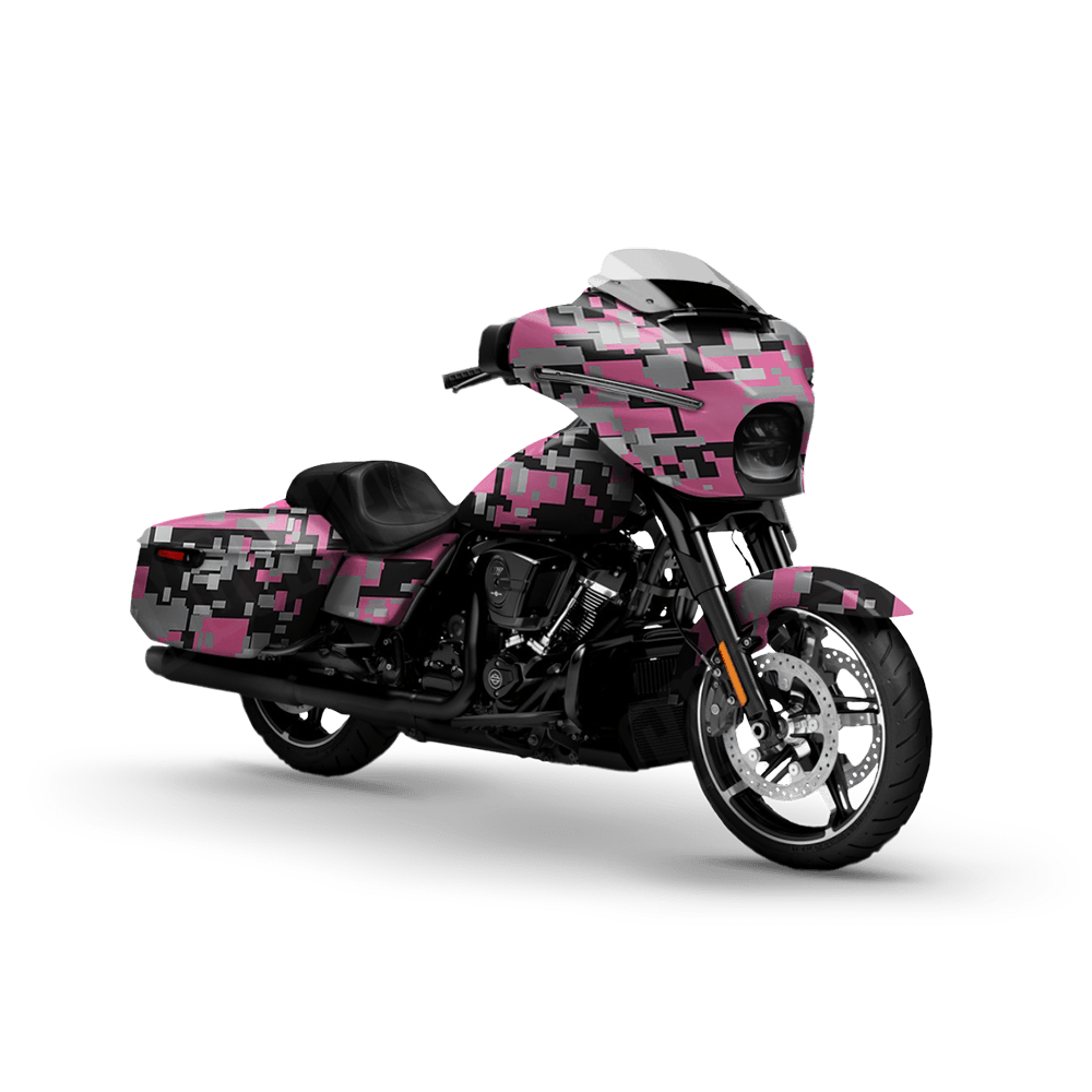 Large Digital Pink Tiger Motorcycle Camo Vinyl Wrap
