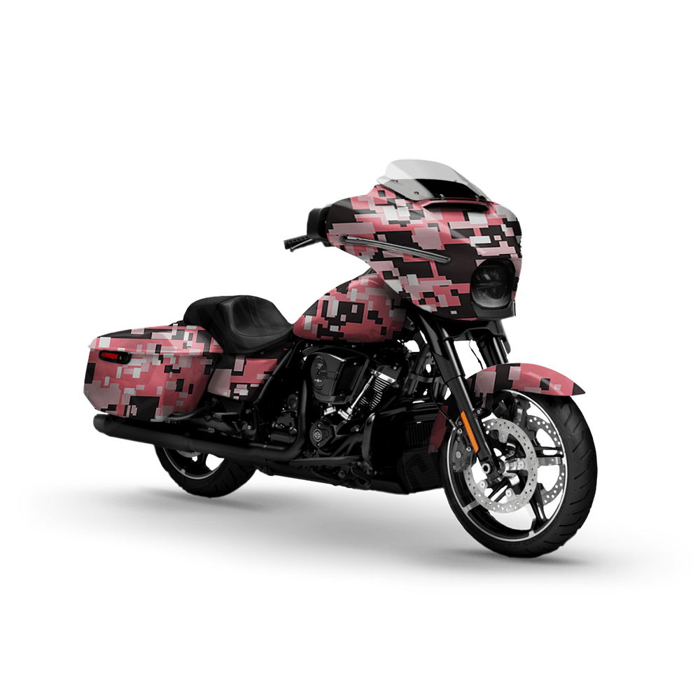 Large Digital Pink Motorcycle Camo Vinyl Wrap
