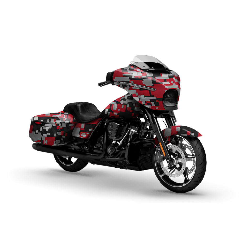 Large Digital Red Tiger Motorcycle Camo Vinyl Wrap