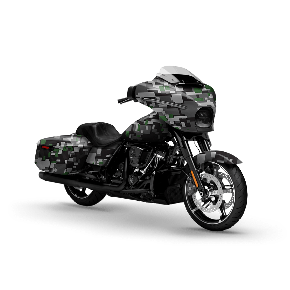 Large Digital Urban Green Motorcycle Camo Vinyl Wrap