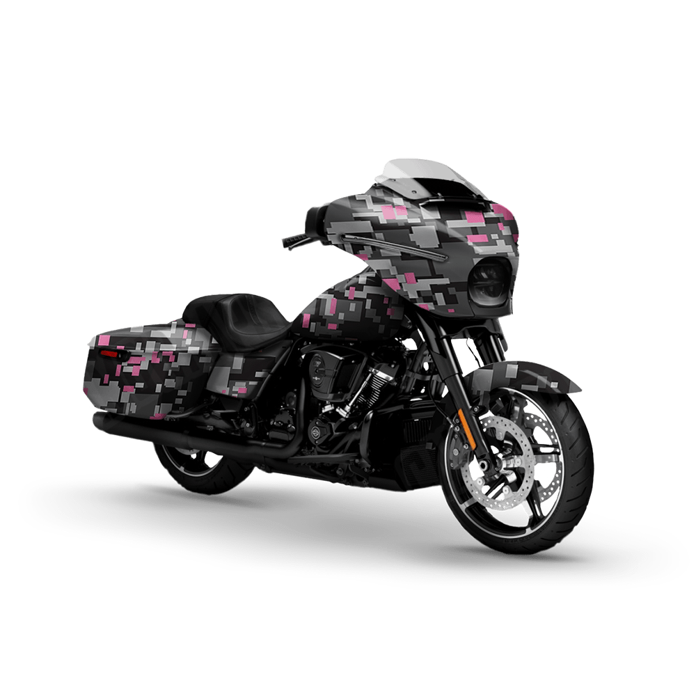 Large Digital Urban Pink Motorcycle Camo Vinyl Wrap